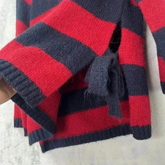 Moly Striped Hooded Ties On Sides Chunky Sweater Sz M Maybe Wool/Mohair Blend - Picture 5 of 10